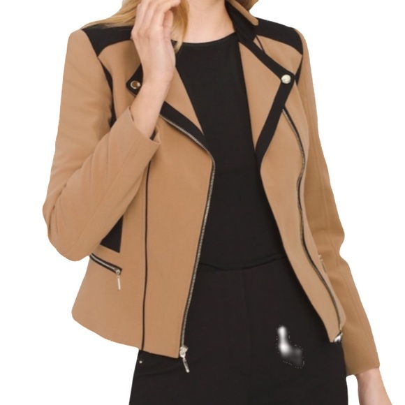 White House Black Market Jackets & Blazers - WHBM Colorblock Moto Suit Jacket Sandalwood tan 12